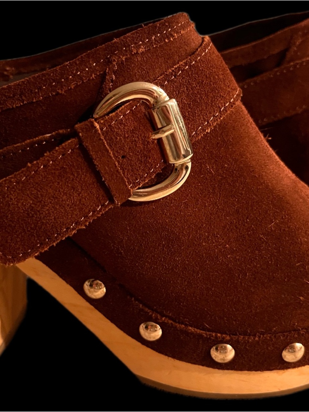 Steve Madden Hilde Suede Wooden Platform Clog Size 6.5 - Picture 4 of 13